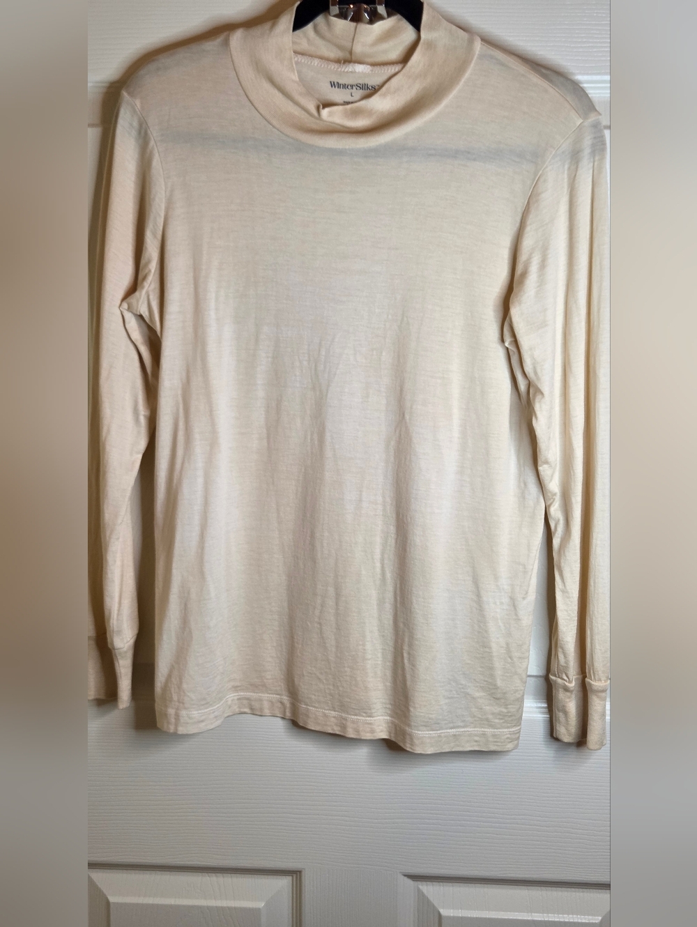 WinterSilks L Cream 100% SILK LngSlv Turtleneck Women's Top Sweater